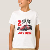 Personalised Boys Racing Birthday T-Shirt Tシャツ (正面)