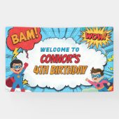 Personalised Boys Superhero Birthday Party Name 横断幕 (横)