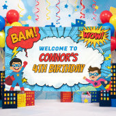 Personalised Boys Superhero Birthday Party Name 横断幕