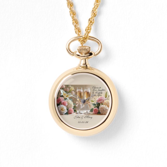 Personalised bridal necklace watch-Happily Ever Af 腕時計 (正面)