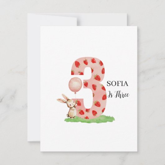 Personalised Bunny 3rd Birthday Card Daughter シーズンカード (正面)