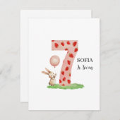 Personalised Bunny Birthday Card for 7 Year Old シーズンカード (正面/裏面)