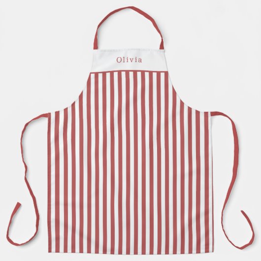 Personalised Burgundy Stripe Pattern Apron エプロン (正面)