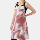 Personalised Burgundy Stripe Pattern Apron エプロン (インサイチュ)