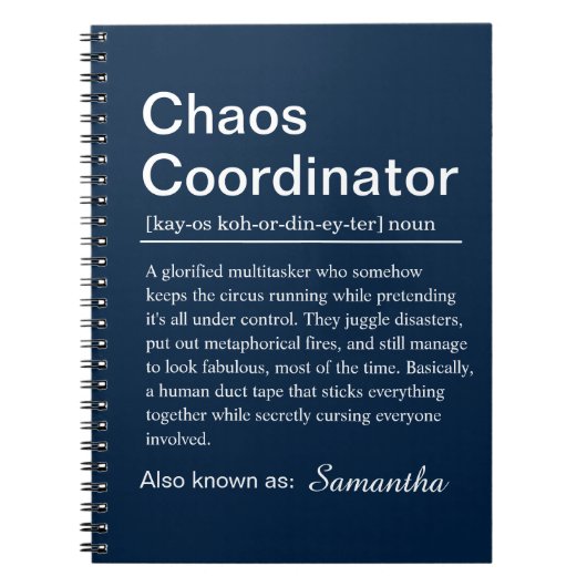 Personalised Chaos Coordinator Definition ノートブック (正面)