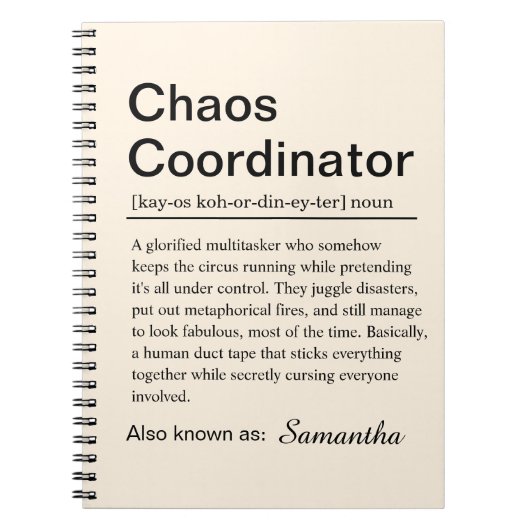 Personalised Chaos Coordinator Definition ノートブック (正面)