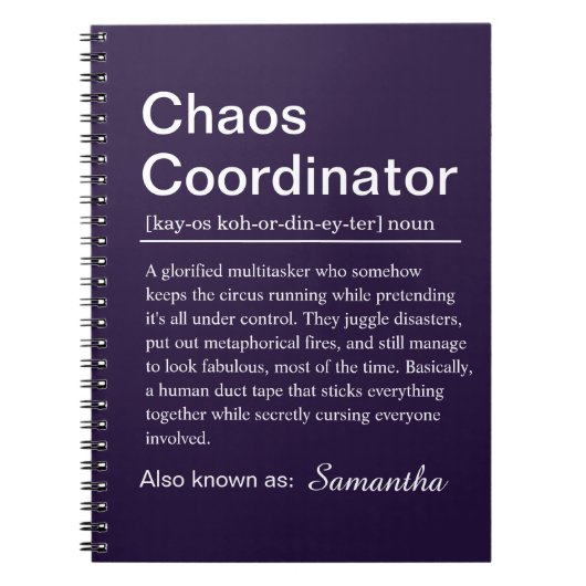 Personalised Chaos Coordinator Definition ノートブック (正面)