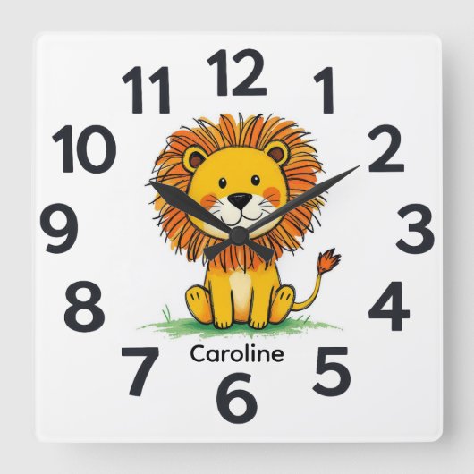 Personalised Child's Wall Clock スクエア壁時計 (正面)