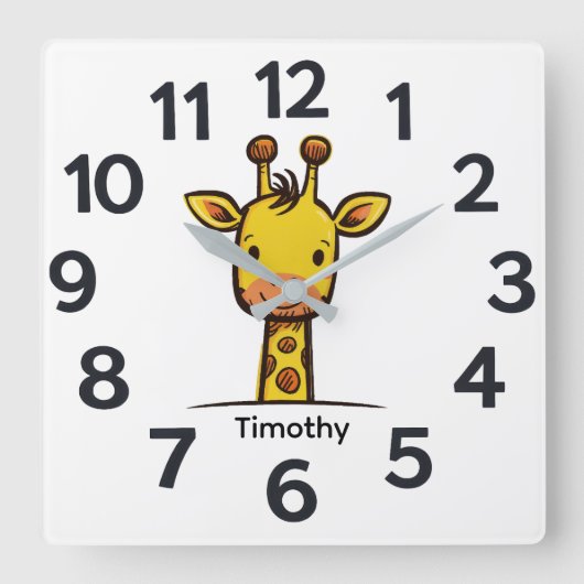 Personalised Child's Wall Clock スクエア壁時計 (正面)