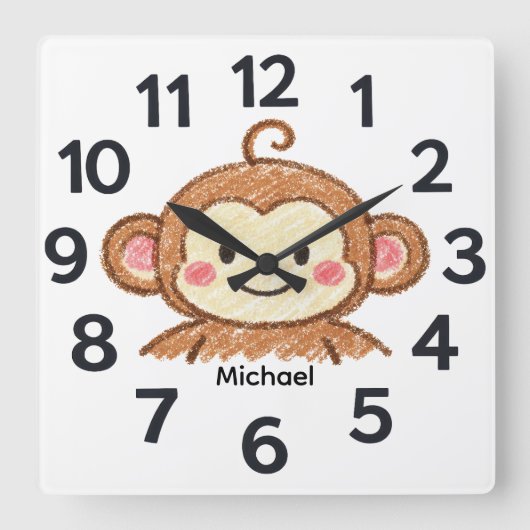 Personalised Child's Wall Clock スクエア壁時計 (正面)