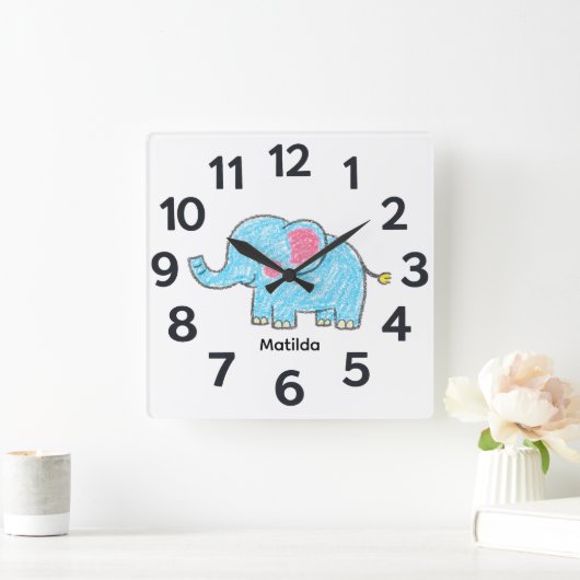 Personalised Child's Wall Clock スクエア壁時計 (ホーム)