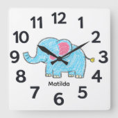 Personalised Child's Wall Clock スクエア壁時計 (正面)
