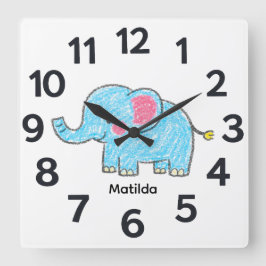 Personalised Child's Wall Clock スクエア壁時計