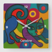 Personalised Child's Wall Clock スクエア壁時計 (正面)