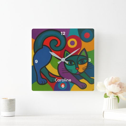 Personalised Child's Wall Clock スクエア壁時計 (ホーム)