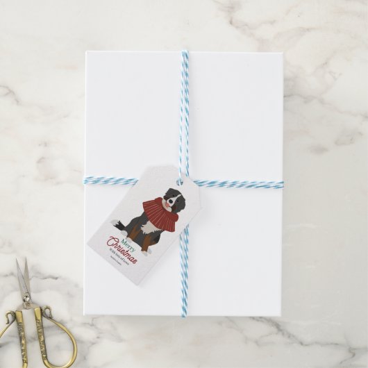 Personalised Christmas Bernese Mountain Dog ギフトタグ (より糸付き)