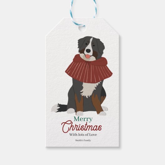 Personalised Christmas Bernese Mountain Dog ギフトタグ (正面)