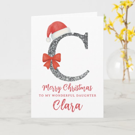 Personalised Christmas Card - Letter C カード (黄色い花)