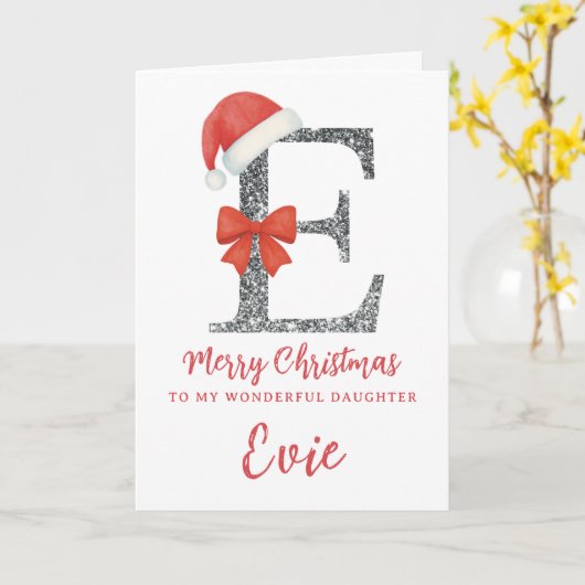 Personalised Christmas Card - Letter E カード (黄色い花)
