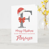 Personalised Christmas Card - Letter F カード (黄色い花)
