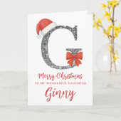 Personalised Christmas Card - Letter G カード (黄色い花)