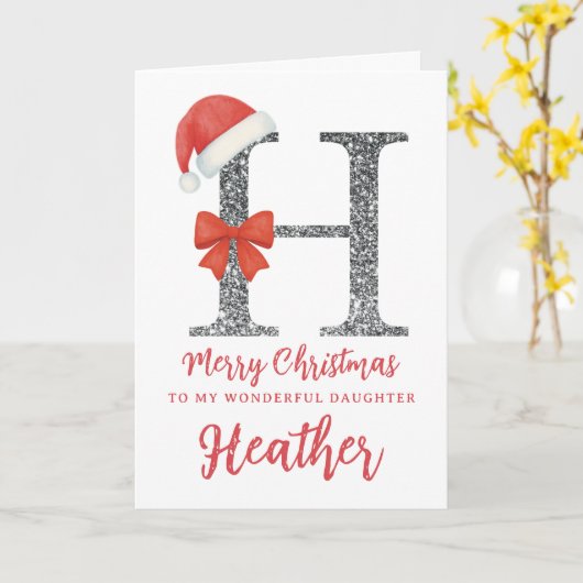 Personalised Christmas Card - Letter H カード (黄色い花)