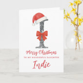 Personalised Christmas Card - Letter I カード (黄色い花)