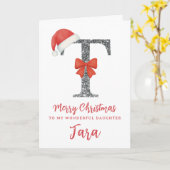 Personalised Christmas Card - Letter T カード (黄色い花)