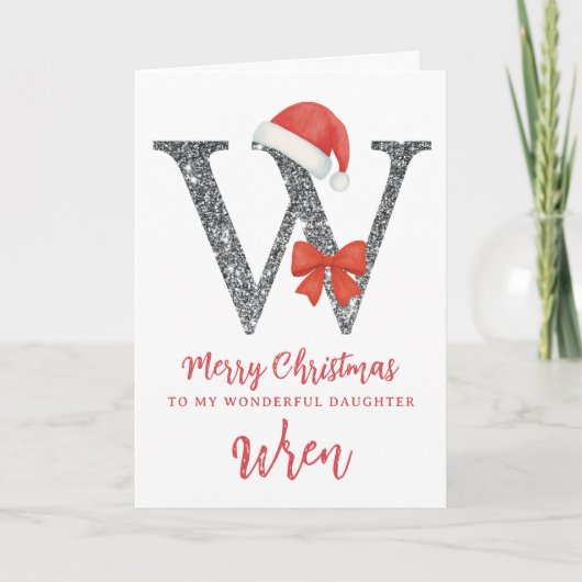 Personalised Christmas Card - Letter W カード (正面)