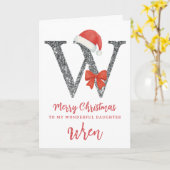Personalised Christmas Card - Letter W カード (黄色い花)