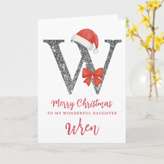 Personalised Christmas Card - Letter W カード (黄色い花)