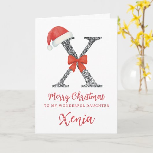 Personalised Christmas Card - Letter X カード (黄色い花)