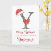 Personalised Christmas Card - Letter Y カード (黄色い花)