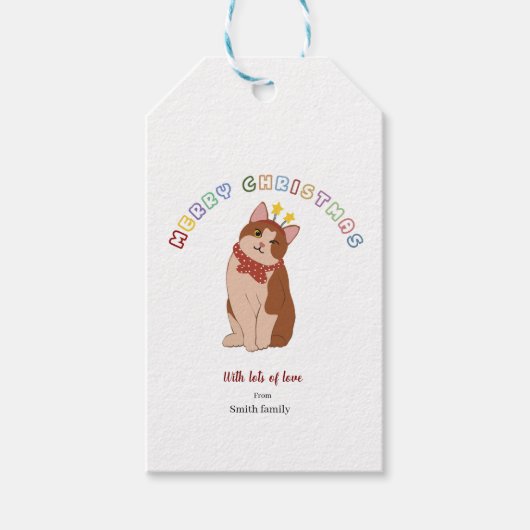 Personalised Christmas cat  ギフトタグ (正面)