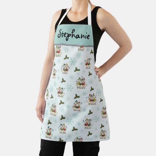 Personalised Christmas Goose Carol Singers Apron エプロン (インサイチュ)