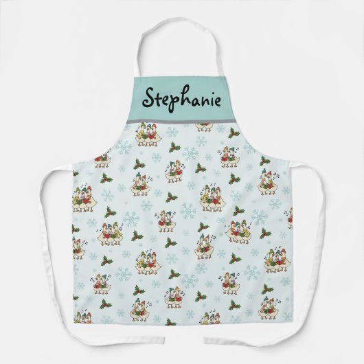 Personalised Christmas Goose Carol Singers Apron エプロン (正面)