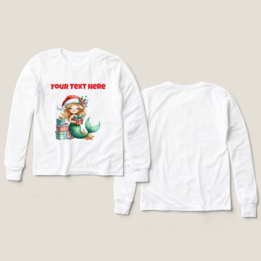 Personalised Christmas Mermaid Tri Blend Tshirt (デザイン 正面＆背面)