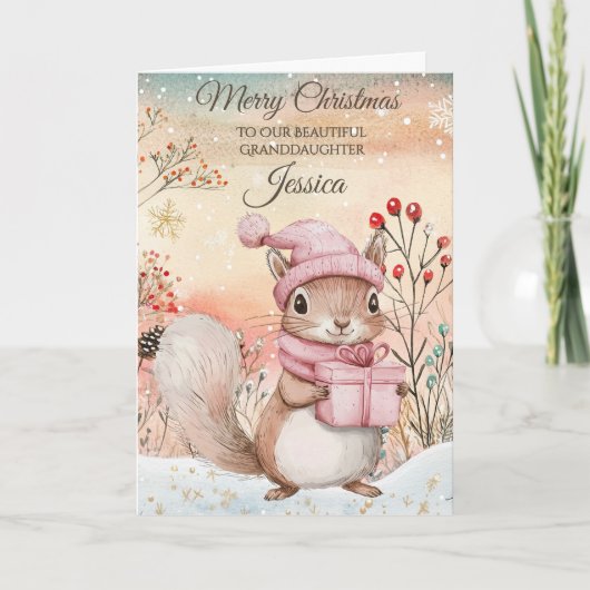 Personalised Christmas Squirrel  シーズンカード (正面)