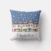 Personalised Christmas Street Snow Scene Cushion クッション (正面)