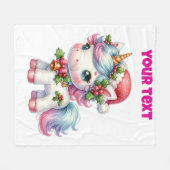 Personalised Christmas Unicorn Fleece Blanket フリースブランケット (正面(横))
