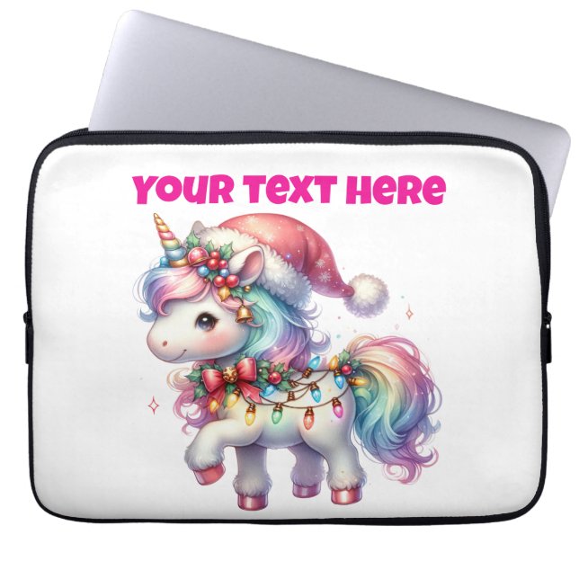 Personalised Christmas Unicorn Laptop Bag 13"  ラップトップスリーブ (正面)
