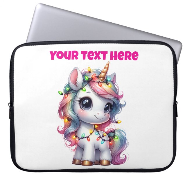 Personalised Christmas Unicorn Laptop Bag 15" ラップトップスリーブ (正面)