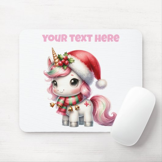 Personalised Christmas Unicorn Mousepad マウスパッド (マウス)