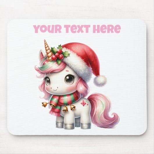 Personalised Christmas Unicorn Mousepad マウスパッド (正面)