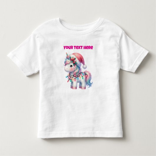 Personalised Christmas Unicorn Toddler Jersey トドラーTシャツ (正面)