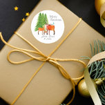 Personalised Christmas Winter Wonderland ラウンドシール<br><div class="desc">Beautifully personalised Christmas stickers with a gorgeous watercolour design featuring a family of deer nestling among fir trees.</div>