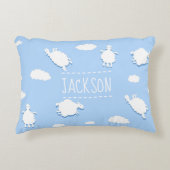 Personalised Clouds and Sheep Pattern Blue アクセントクッション (正面)