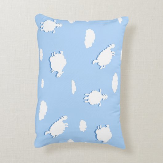 Personalised Clouds and Sheep Pattern Blue アクセントクッション (裏面(縦))