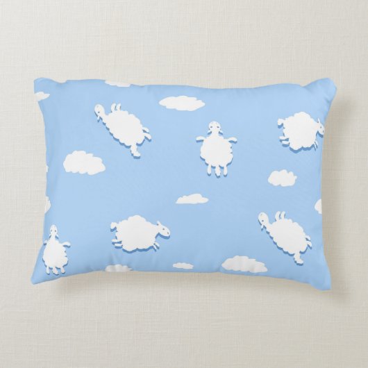 Personalised Clouds and Sheep Pattern Blue アクセントクッション (裏面)