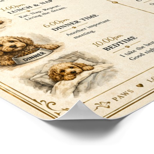 Personalised Cockapoo Daily Routine Print Gift ポスター (角)